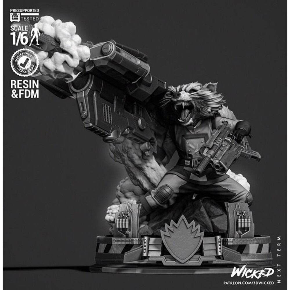 Gurdians of the galaxy Rocket racoon Marvel 3d model 1/6 scale